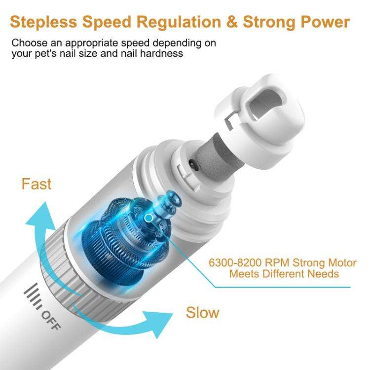 PFS111 Rechargeable Pet Nail Trimmer with Stepless Speed Safe Painless Grooming Tool for Dogs Cats