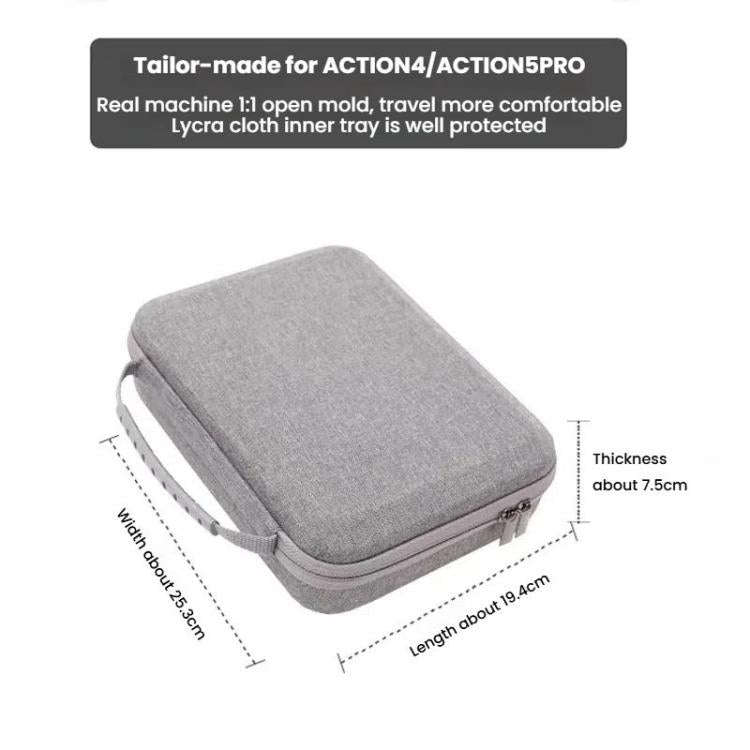 BKANO For DJI Osmo Action 4 / 5 Pro Set Storage Bag Organizer Case Hard Shell Case Handbag(Gray)