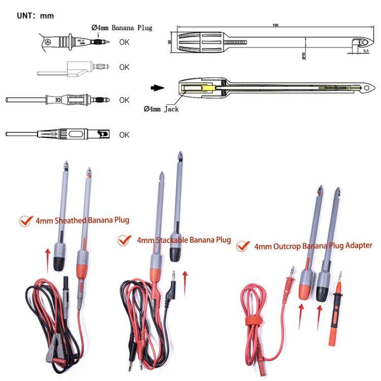 Banana Plug Multimeter Non-Destructive Piercing Probe(4mm Jack)