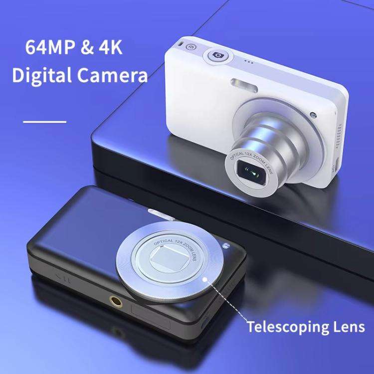 4K HD 6X Optical Zoom Digital Camera 3 Inch IPS Screen Video Vlogging Camcorde 32G(White)