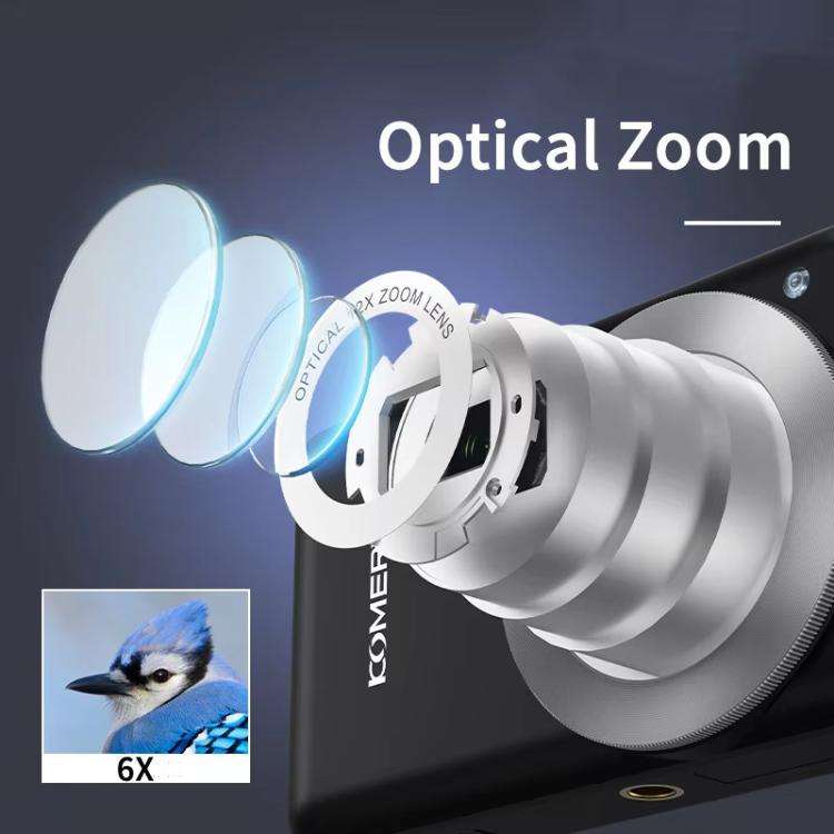 4K HD 6X Optical Zoom Digital Camera 3 Inch IPS Screen Video Vlogging Camcorde 32G(Black)