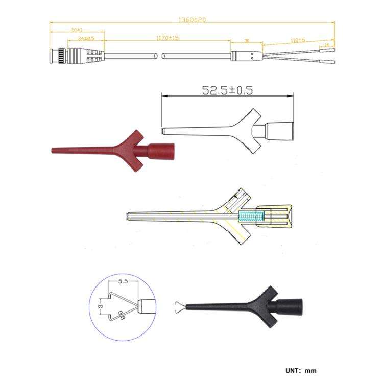 BNC Female Hook Clamp Test Line Oscilloscope Probe(BC0001027300)