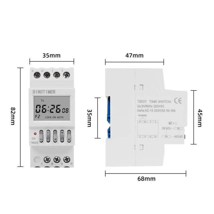 SINOTIMER TM626  2 Channel Timer Switch 220V 7 Days Weekly Programmable Timer