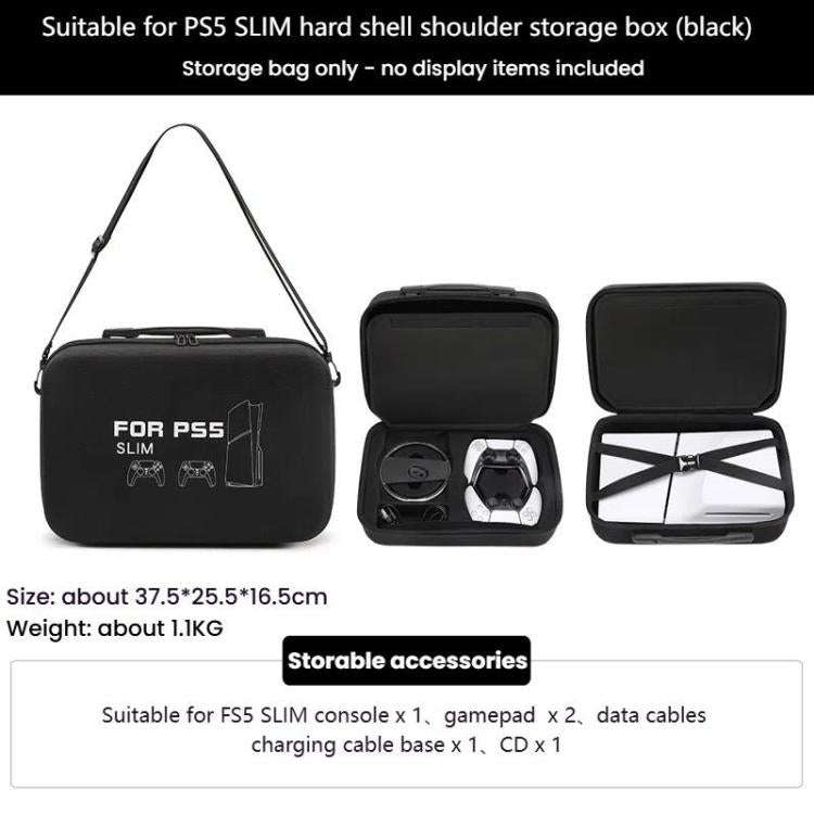 BKANO For Sony PS5 Slim Storage Bag Hard-Shell Shoulder Suitcase Storage Case(Gray)