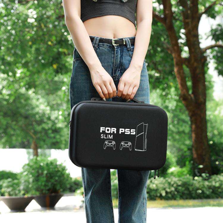 BKANO For Sony PS5 Slim Storage Bag Hard-Shell Shoulder Suitcase Storage Case(Gray)