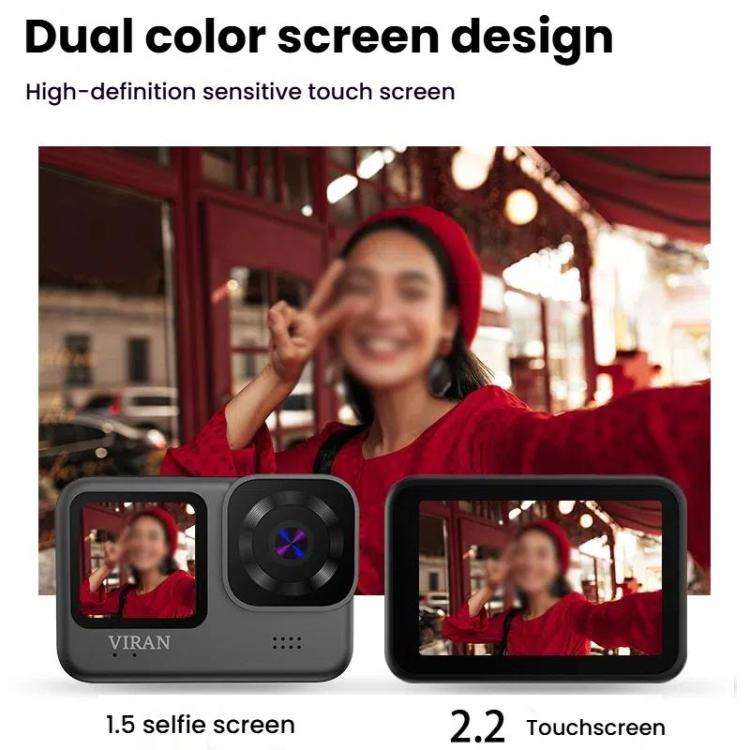 VIRAN V11 Dual-Color Screen 5K HD IP68 Waterproof Six-Axis Anti-Shake Sports Camera(Black)