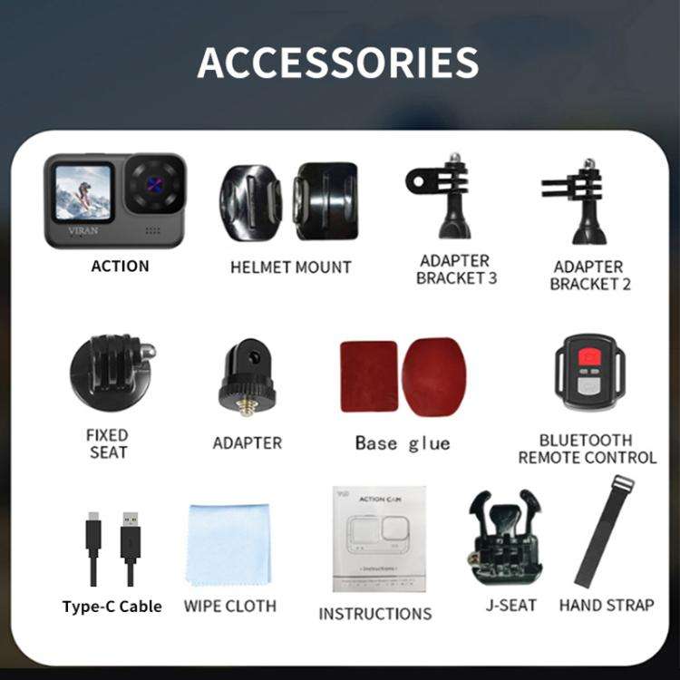 VIRAN V11 Dual-Color Screen 5K HD IP68 Waterproof Six-Axis Anti-Shake Sports Camera(Black)