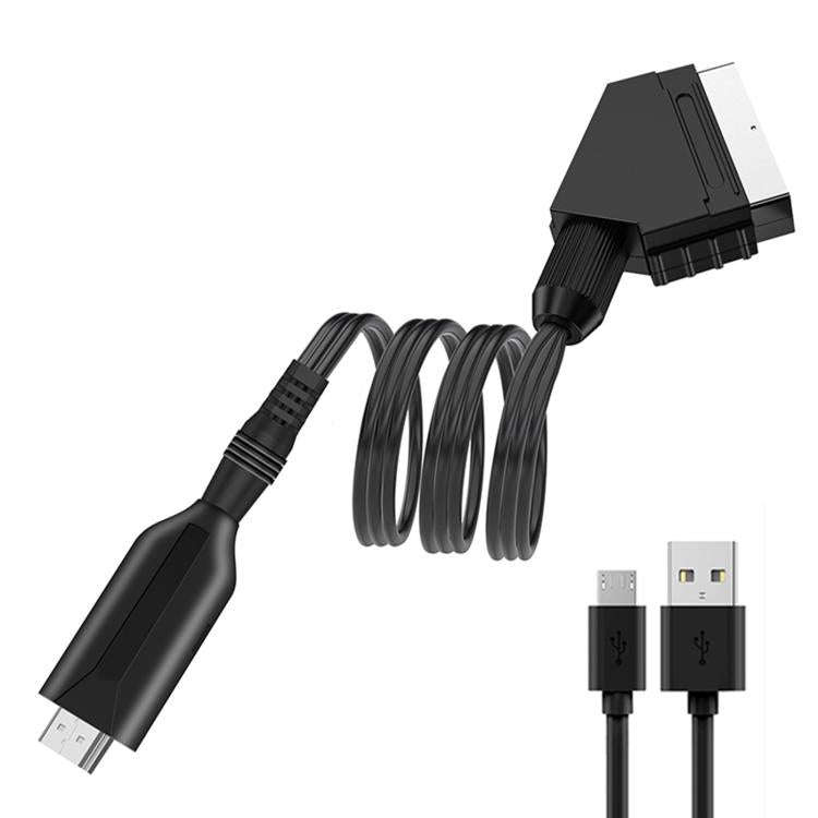 SCART To HDMI Converter For Set-Top Boxes Game Consoles Audio Video(Black)