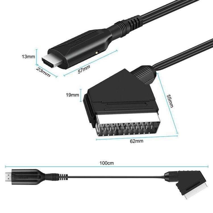 SCART To HDMI Converter For Set-Top Boxes Game Consoles Audio Video(Black)