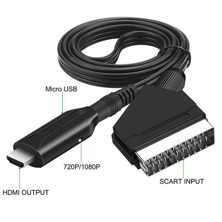 SCART To HDMI Converter For Set-Top Boxes Game Consoles Audio Video(Black)