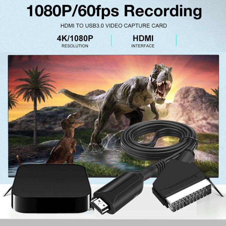 SCART To HDMI Converter For Set-Top Boxes Game Consoles Audio Video(Black)
