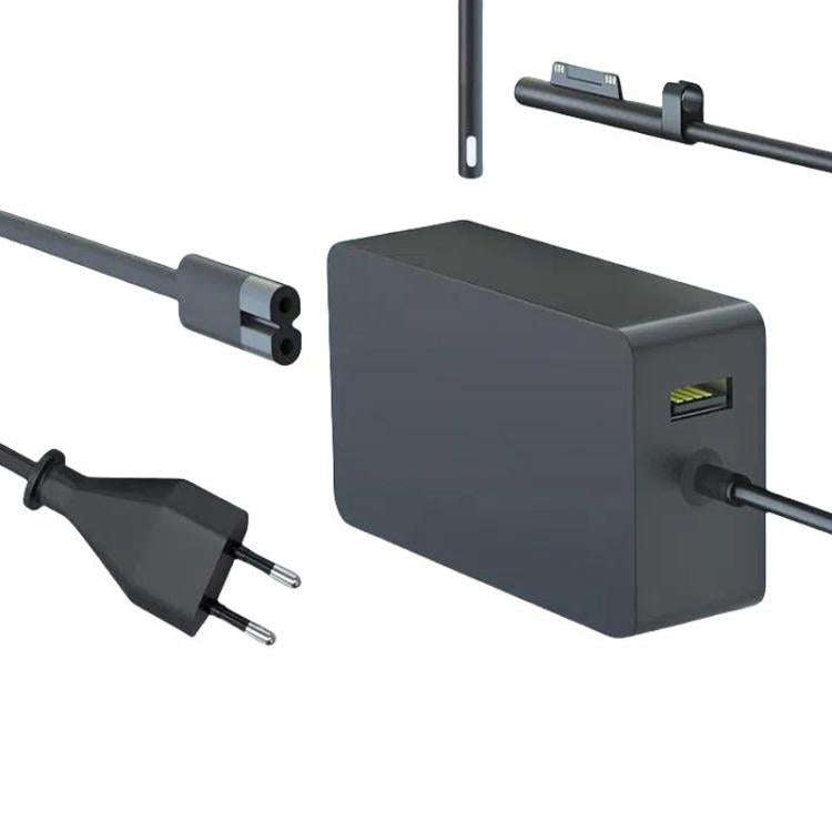 For Microsoft Surface Laptop 65W 15V 4A Fast Charger With 5V 1A  USB-A Port AC Adapter EU Plug