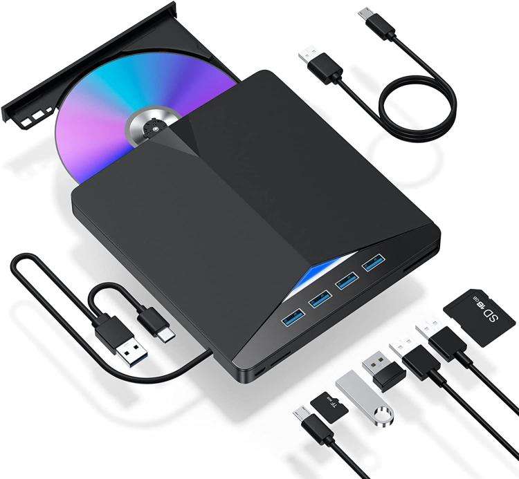 USB3.0 / Type-C External Removable Optical Drive DVD / CD Multi-Interface Writer(Black)