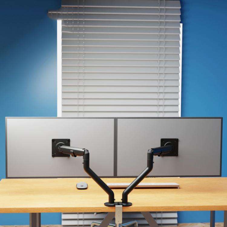 17-32 Inch Dual Monitor Mount Gas Spring 360 Degree Heavy Duty Floating Desk Arm(Black)