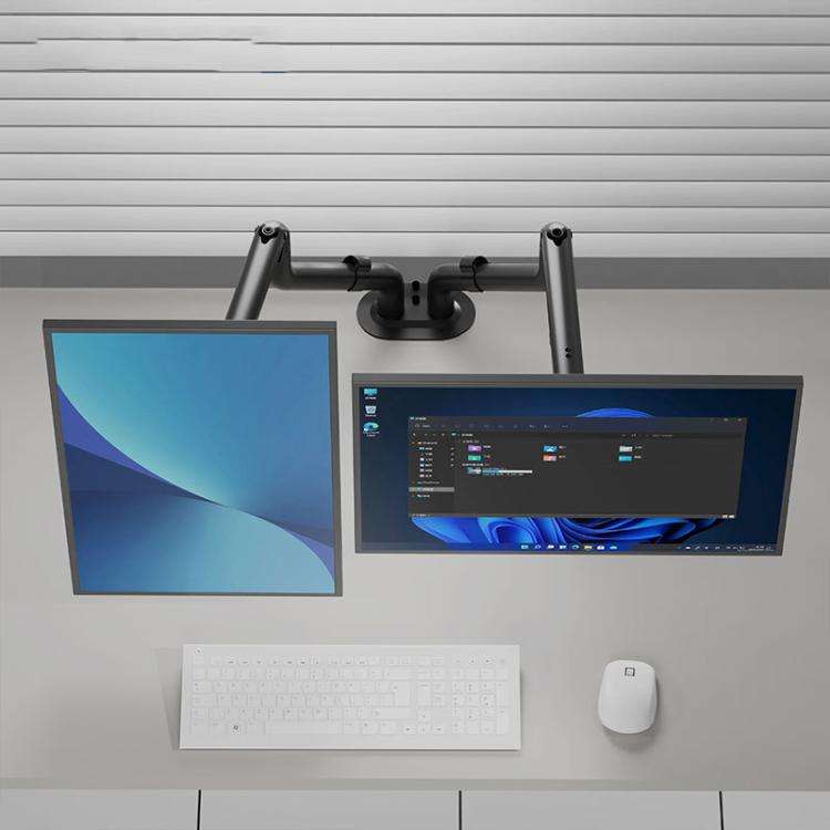 17-32 Inch Dual Monitor Mount Gas Spring 360 Degree Heavy Duty Floating Desk Arm(Black)