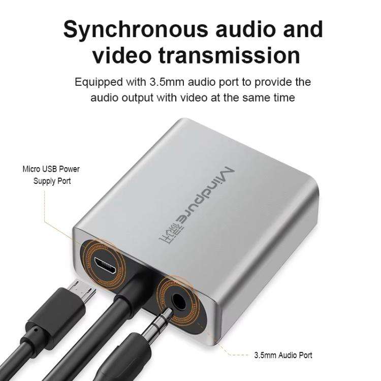 Mindpure AD014 Upgraded Version VGA To HDMI Converter For Computer Monitor Cable Adapter With Aud...
