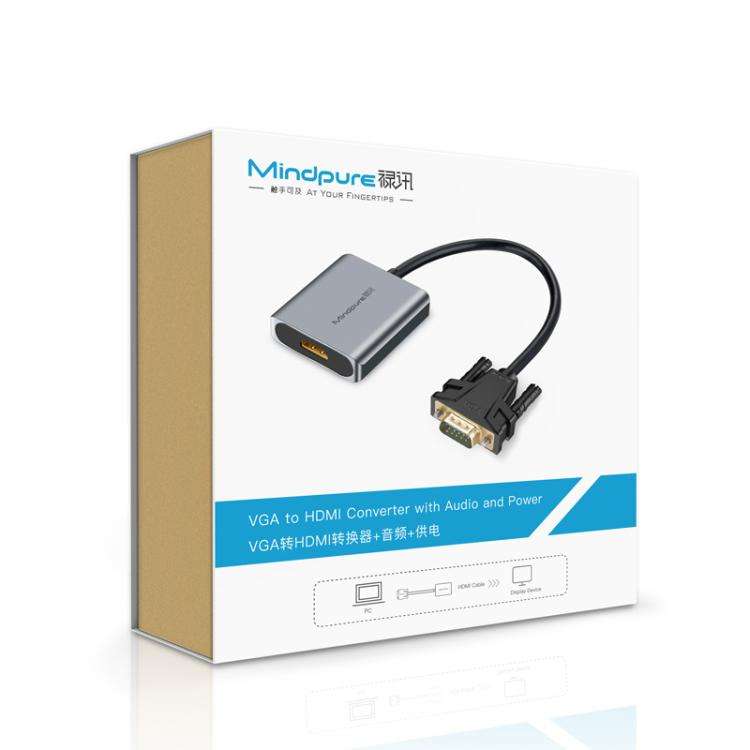 Mindpure AD014 Upgraded Version VGA To HDMI Converter For Computer Monitor Cable Adapter With Aud...