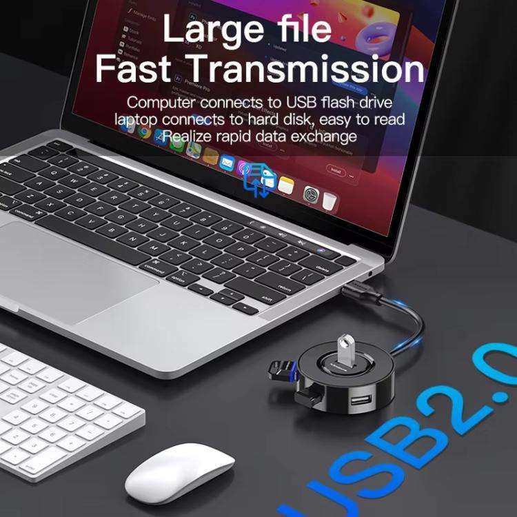 Mindpure US018 Computer Expansion USB2.0 4 Ports HUB, Length: 1.5m Black