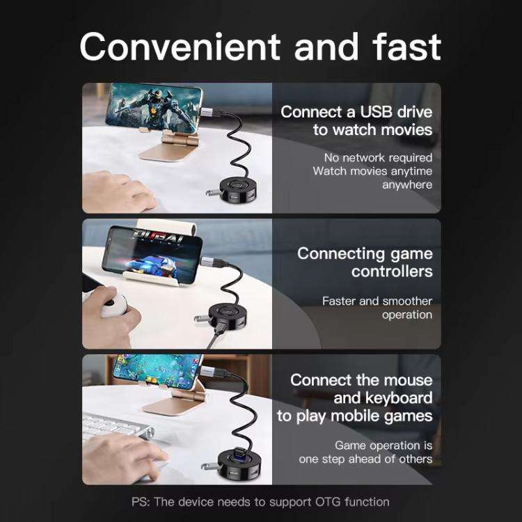 Mindpure US018 Computer Expansion USB2.0 4 Ports HUB, Length: 1.5m Black