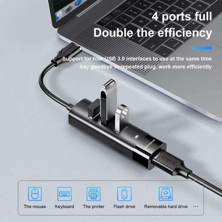 Mindpure US022 1m USB To 4-port USB3.0 Long Hub Docking Station Splitter