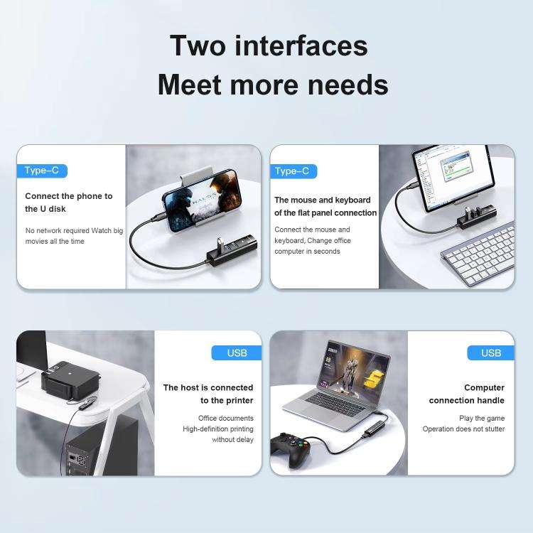 Mindpure US022 1.5m USB To 4-port USB3.0 Long Hub Docking Station Splitter