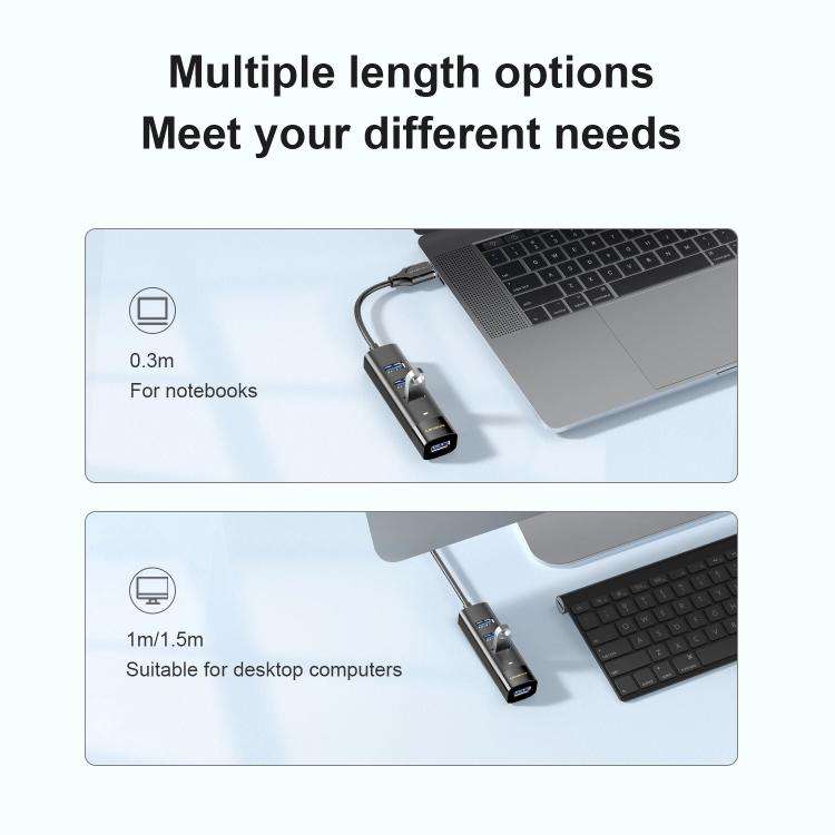 Mindpure US022 1.5m USB To 4-port USB3.0 Long Hub Docking Station Splitter