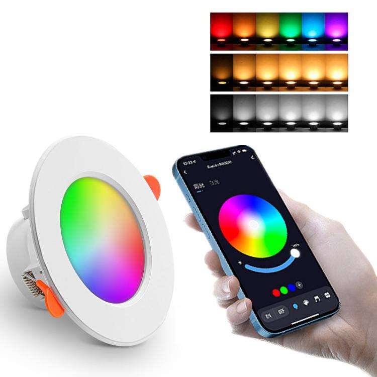 Tuya Bluetooth Smart Ceiling Lamp Round Recessed RGBCW Color Changing Dimmable Ceiling Light AC85...