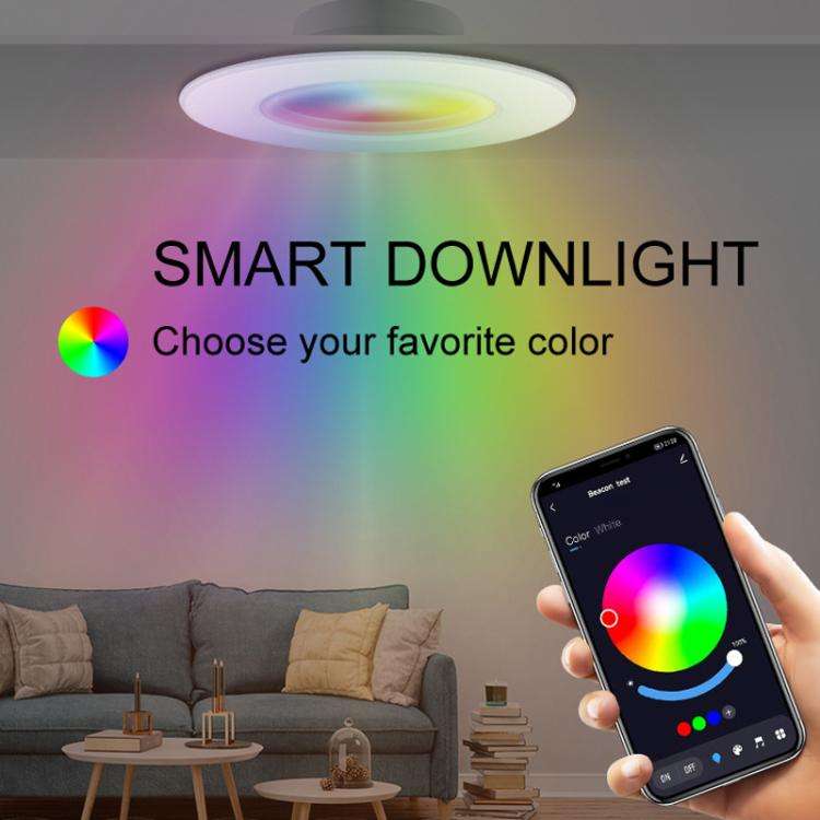 Tuya Bluetooth Smart Ceiling Lamp Round Recessed RGBCW Color Changing Dimmable Ceiling Light AC85...