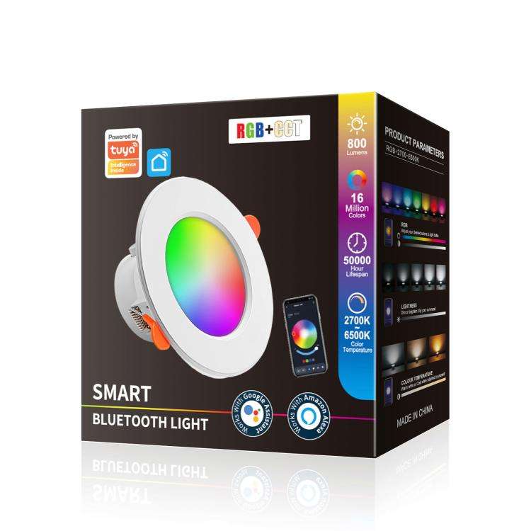 Tuya Bluetooth Smart Ceiling Lamp Round Recessed RGBCW Color Changing Dimmable Ceiling Light AC85...