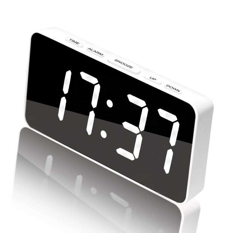 LED Mirror Digital Clock with Type-C Charging Port & 18650 Battery Compartment (Battery Not Inclu...