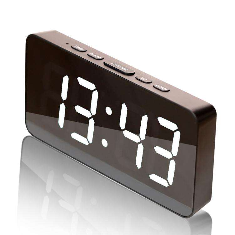 LED Mirror Digital Clock with Type-C Charging Port & 18650 Battery Compartment (Battery Not Inclu...