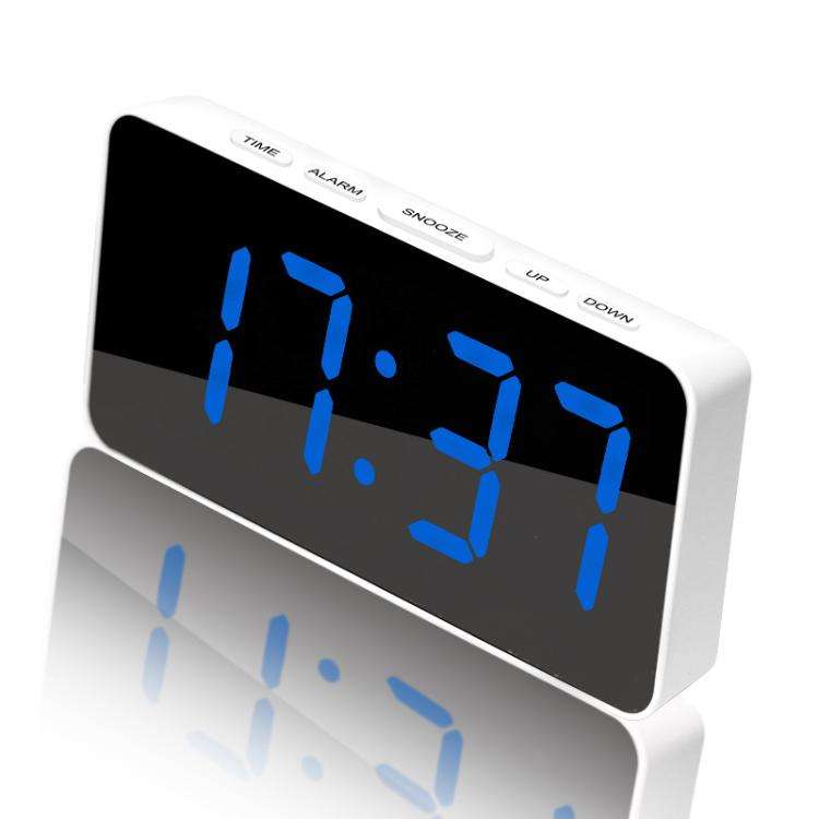 LED Mirror Digital Clock with Type-C Charging Port & 18650 Battery Compartment (Battery Not Inclu...