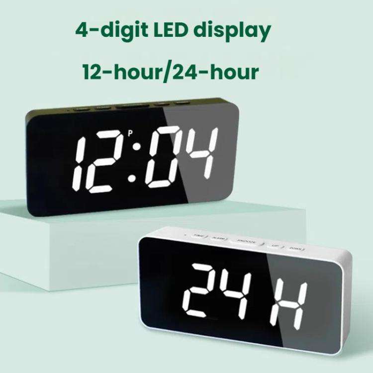 LED Mirror Digital Clock with Type-C Charging Port & 18650 Battery Compartment (Battery Not Inclu...