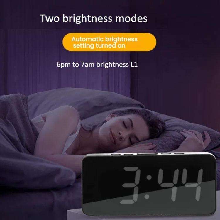 LED Mirror Digital Clock with Type-C Charging Port & 18650 Battery Compartment (Battery Not Inclu...