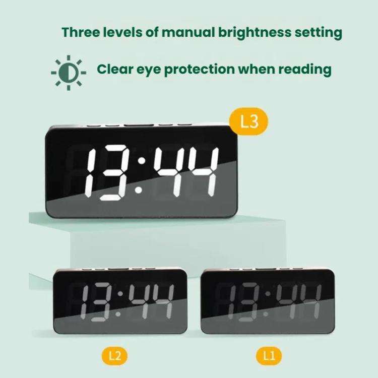 LED Mirror Digital Clock with Type-C Charging Port & 18650 Battery Compartment (Battery Not Inclu...
