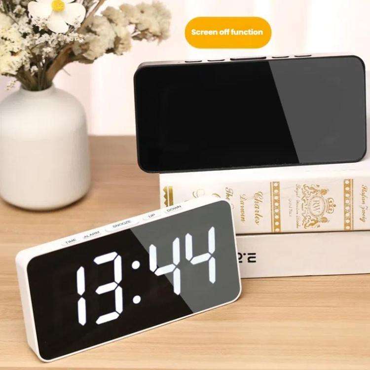 LED Mirror Digital Clock with Type-C Charging Port & 18650 Battery Compartment (Battery Not Inclu...