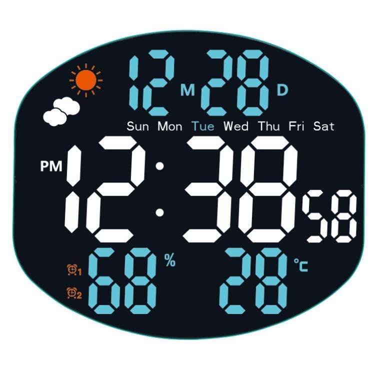 Digital Wall Clock Weather Station Forecast TEMP Humidity 2 Alarm Table Clock With Remote Control...