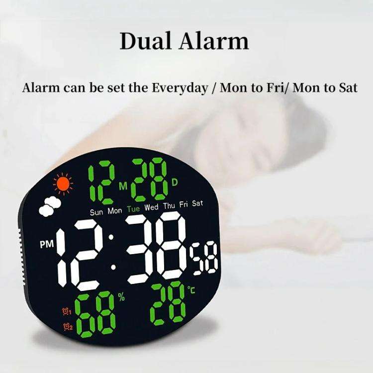 Digital Wall Clock Weather Station Forecast TEMP Humidity 2 Alarm Table Clock With Remote Control...