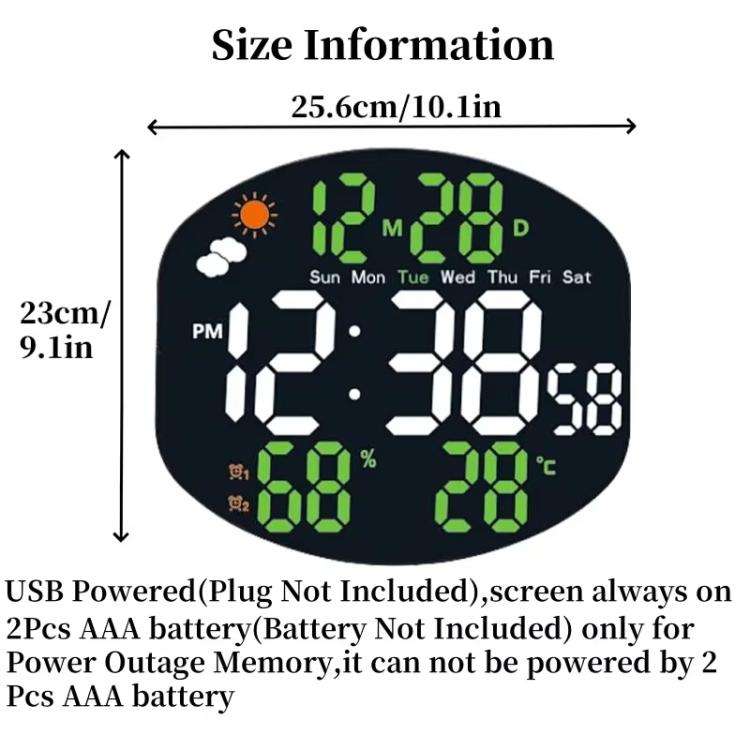 Digital Wall Clock Weather Station Forecast TEMP Humidity 2 Alarm Table Clock With Remote Control...
