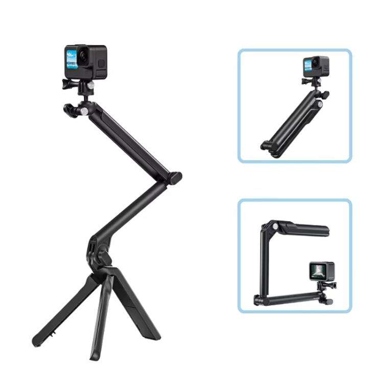 TELESIN Tri-folding Tripod For Sports Camera Mobile Phone Selfie Stand Desktop Fixed Bracket(Black)