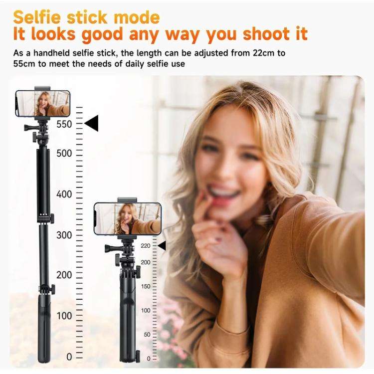 TELESIN Tri-folding Tripod For Sports Camera Mobile Phone Selfie Stand Desktop Fixed Bracket(Black)