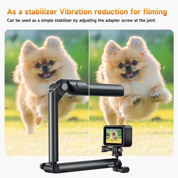TELESIN Tri-folding Tripod For Sports Camera Mobile Phone Selfie Stand Desktop Fixed Bracket(Black)