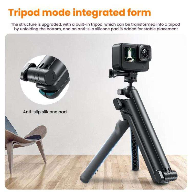 TELESIN Tri-folding Tripod For Sports Camera Mobile Phone Selfie Stand Desktop Fixed Bracket(Black)