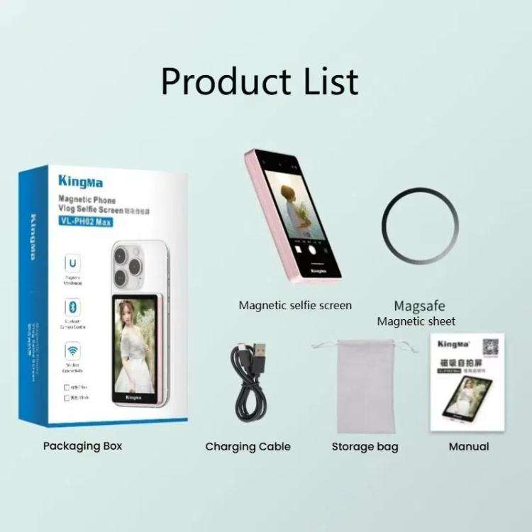 KingMa PH02 MAX Mobile Phone MagSafe Display Screen Selfie Live Streaming Phone Rear Camera(Black)