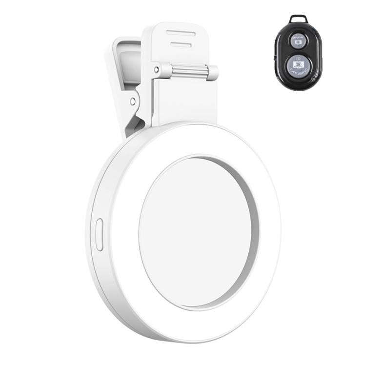 Foldable Clip-type Mobile Phone Rear Selfie Mirror Fill Light, Color: White with Remote Control