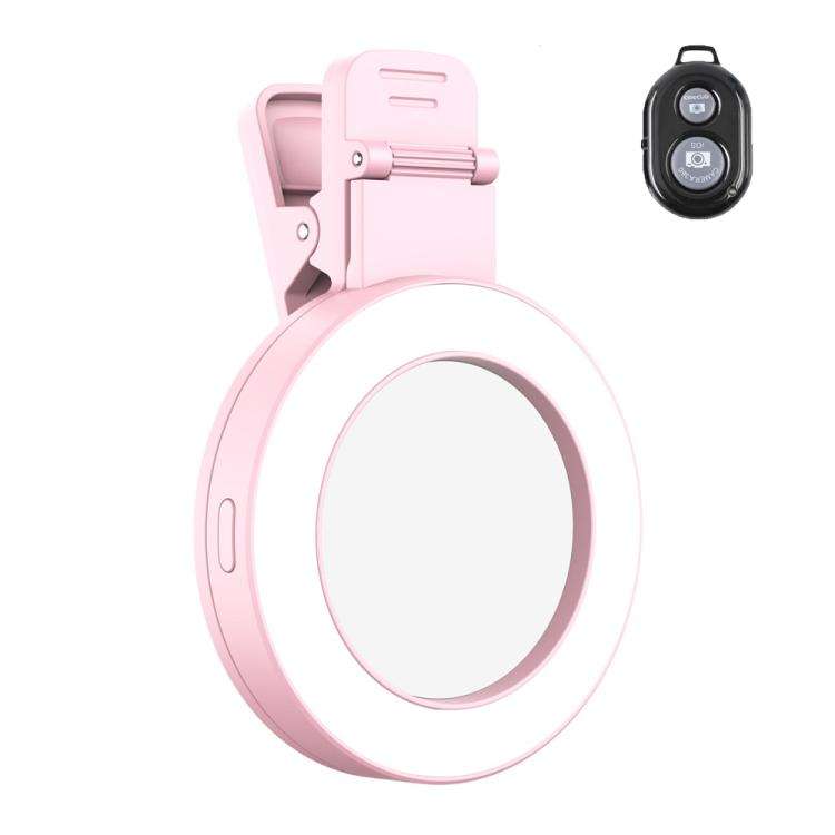 Foldable Clip-type Mobile Phone Rear Selfie Mirror Fill Light, Color: Pink with Remote Control