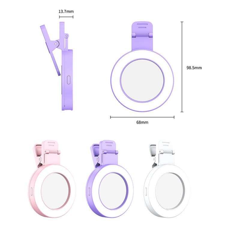 Foldable Clip-type Mobile Phone Rear Selfie Mirror Fill Light, Color: White with Remote Control