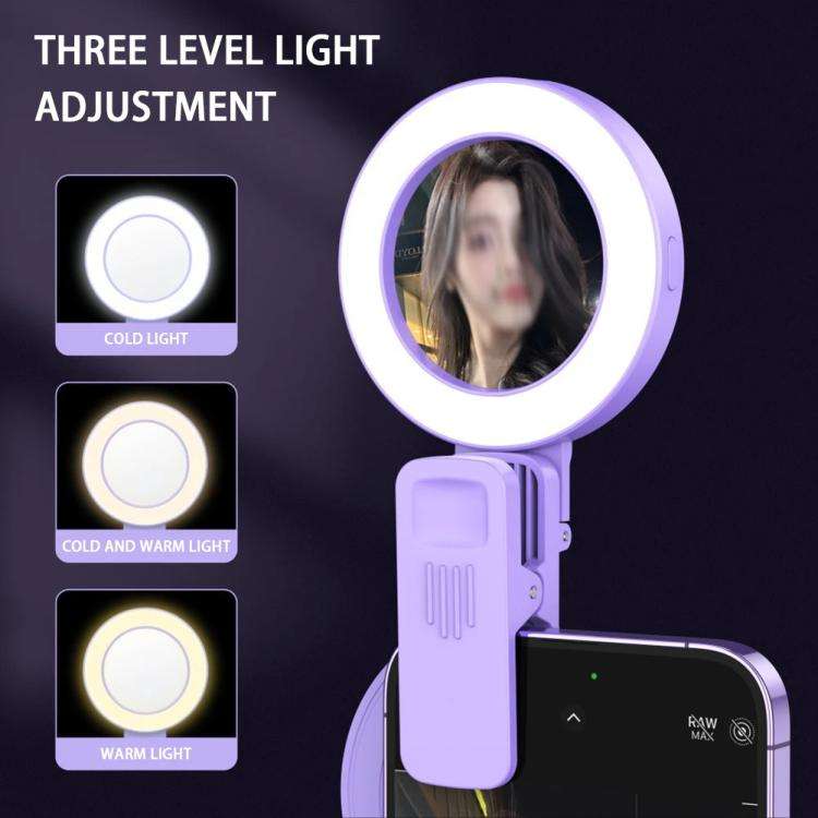 Foldable Clip-type Mobile Phone Rear Selfie Mirror Fill Light, Color: Pink with Remote Control