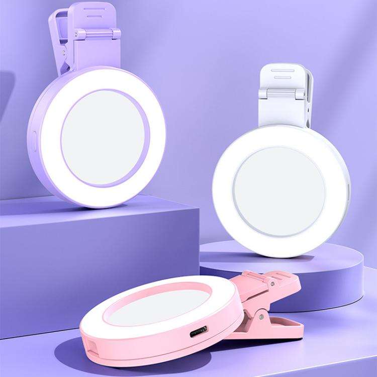 Foldable Clip-type Mobile Phone Rear Selfie Mirror Fill Light, Color: Pink with Remote Control
