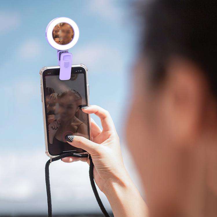 Foldable Clip-type Mobile Phone Rear Selfie Mirror Fill Light, Color: Pink with Remote Control